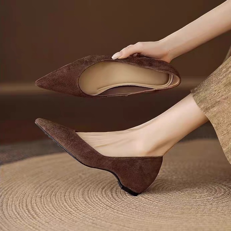夏の新スタイル、カジュアルなポインテッドトゥのスエード素材、 - Women'S Shoes のレビューと価格