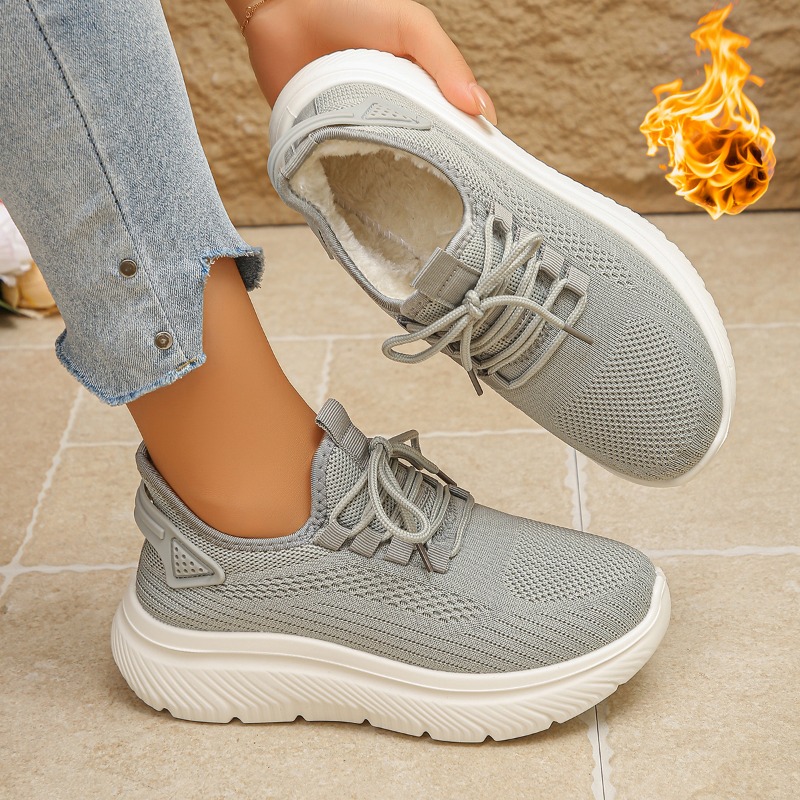 2027年レディース向け、通気性の良いニット素材を使用した軽 - Knit Fabric Lace Up Sneakers のレビューと価格