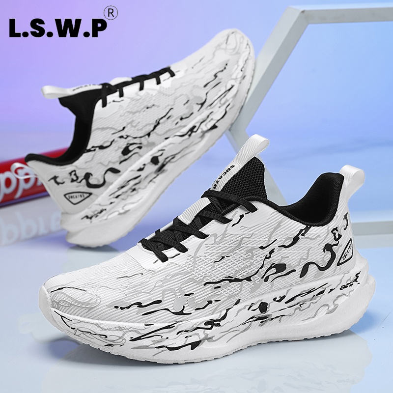 女性用スニーカー。クッション性があり、耐久性にも優れ、通気性 - Knit Fabric Lace Up Sneakers のレビューと価格