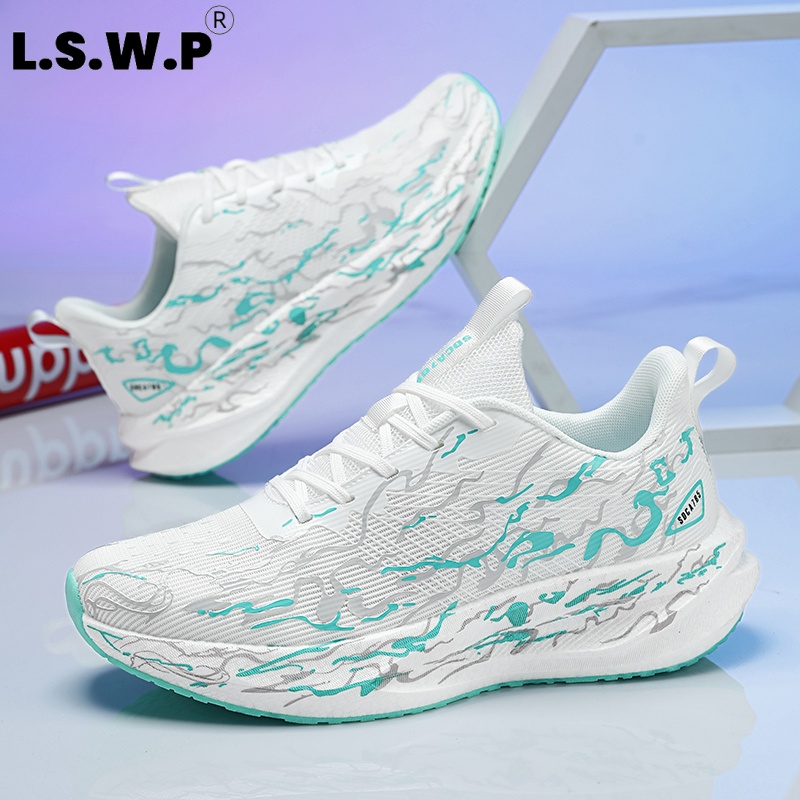 女性用スニーカー。クッション性があり、耐久性にも優れ、通気性 - Knit Fabric Lace Up Sneakers のレビューと価格
